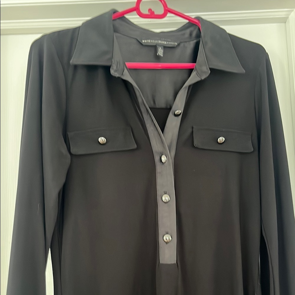 White House Black Market Black Button-Down Dress